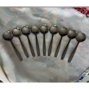 Set of 10 Vintage United Airlines ABCO SP 570 Spoons Fish Scale Pattern Silver